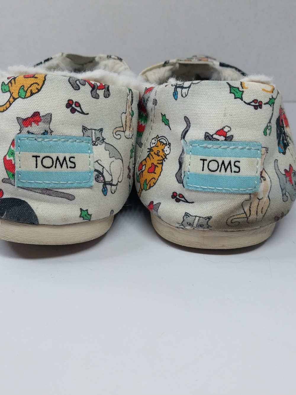 Toms Christmas Holiday Cats Belmont Shoes Gray Flats Women’s Size 8.5 Kitty Cat - Picture 5 of 10